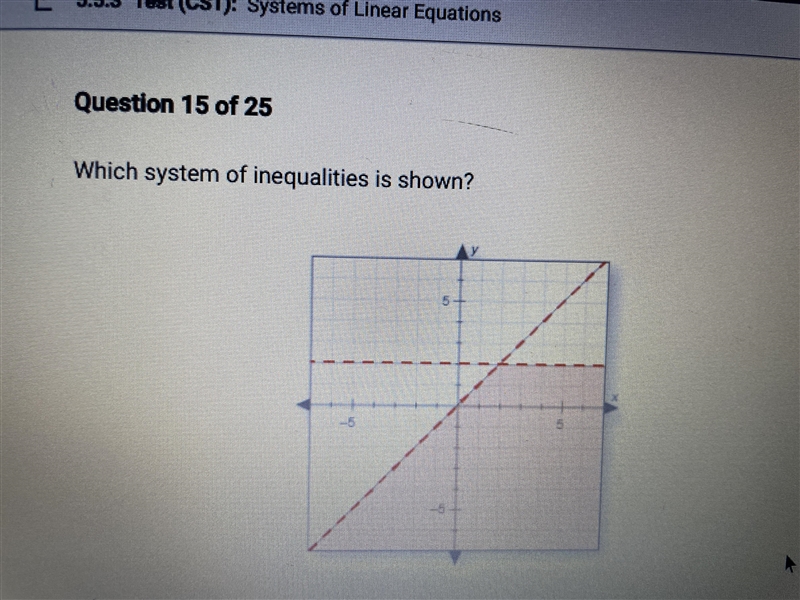 Please help!!! Which system of inequality’s is shown below???!!! Use picture below-example-1