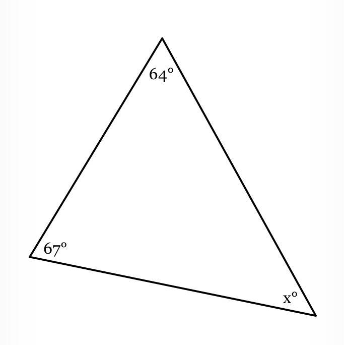 The measures of the angles of a triangle are shown in the figure below. Solve for-example-1