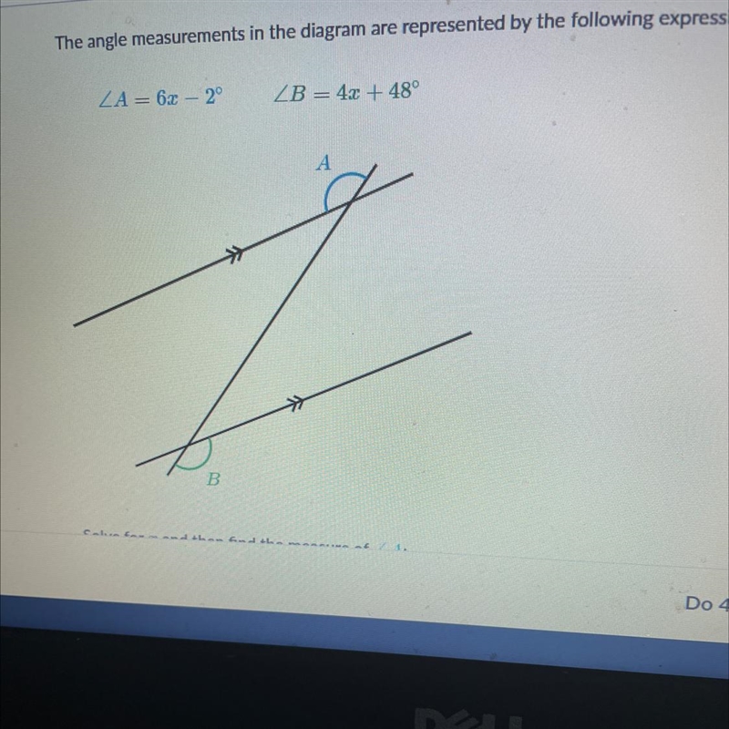 HELP ! The angle measurements in the diagram are represented by the following expressions-example-1