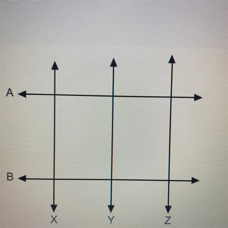 If X || Y and Y || Z, then ___. •X || Z. •A upside down T Z •X upside down T A •A-example-1