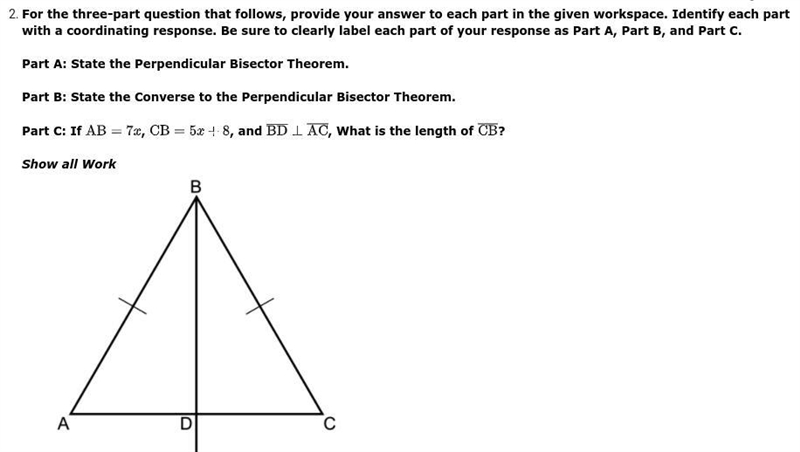 If AB=7x, CB=5x+8 and BD AC what is the length of CB-example-1