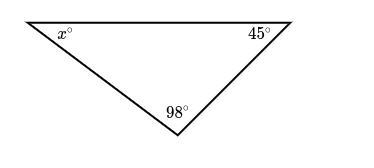 Find the value of x in the triangle shown below.-example-1