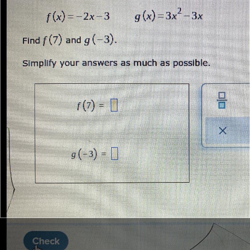 F (x)=-2x-3 g(x)=3x2-3x-example-1