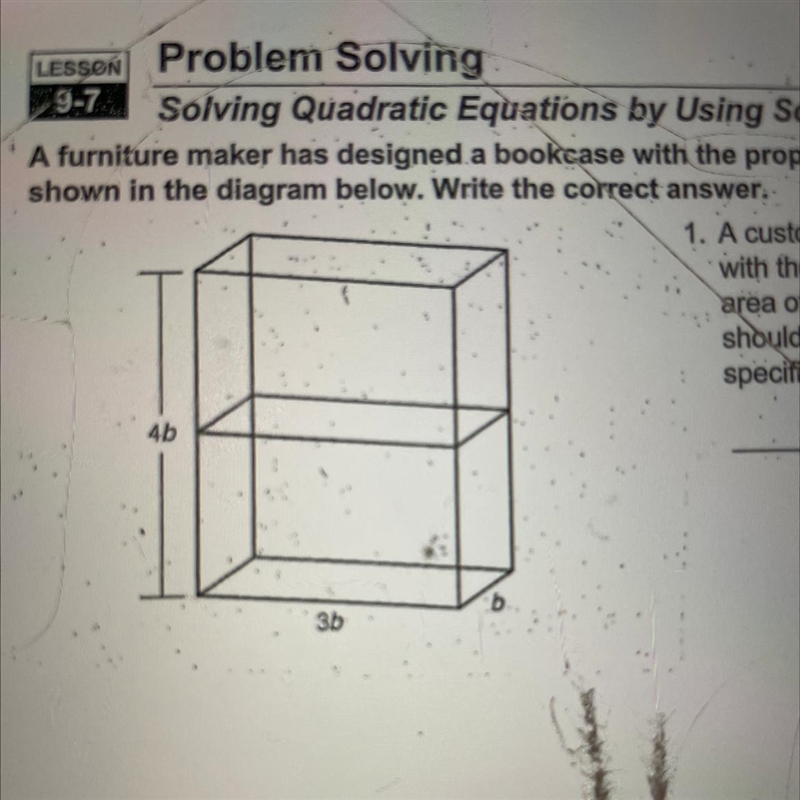 1:A customer has requested a bookcase with the two shelves having a total area of-example-1