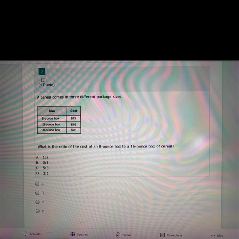 A cereal comes in three different package size what is the ratio of the cost of an-example-1