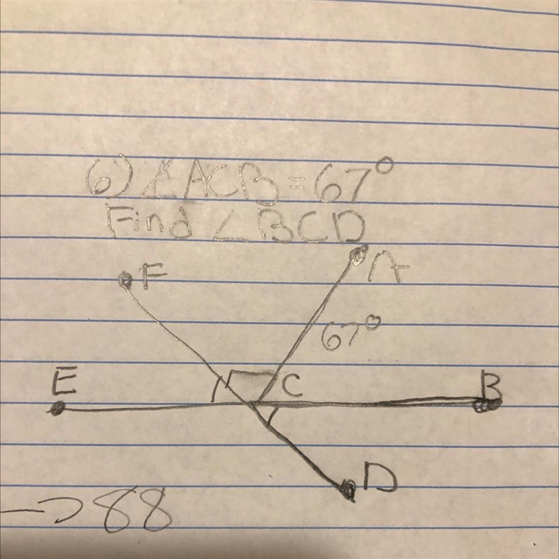 ACB=67 degrees find BCD-example-1