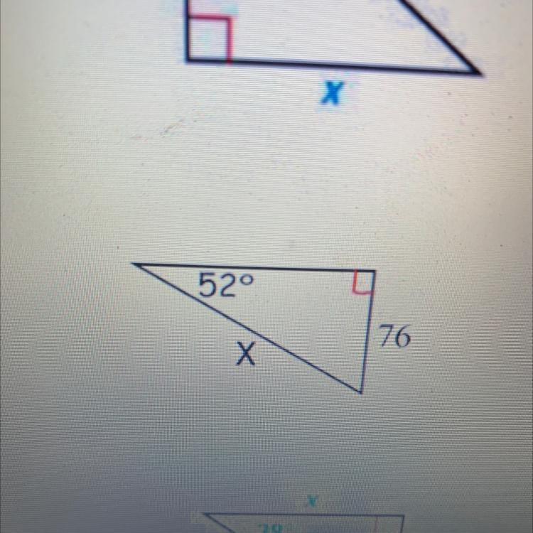 Find x. X is your hypotenuse and 76 is your opposite-example-1