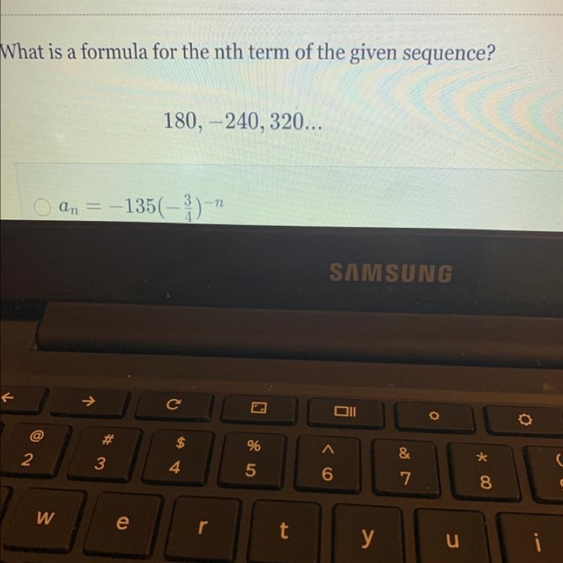 What is a formula for the nth term of the given sequence? 180, -240,320...-example-1