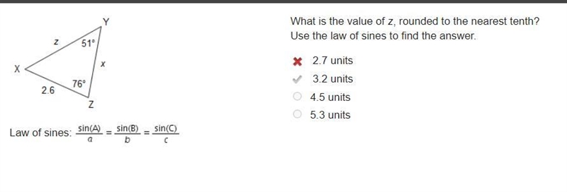 Triangle X Y Z is shown. Angle X Y Z is 51 degrees and angle Y Z X is 76 degrees. The-example-1