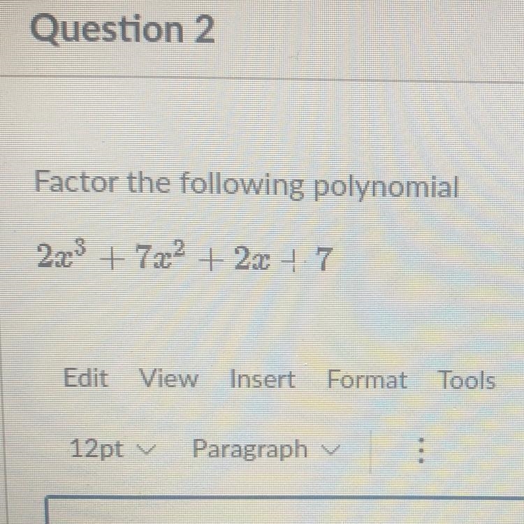 Factor the following polynomial m3 - m2 + 2m - 2 PLEASE HELP ME ASAP with these-example-1