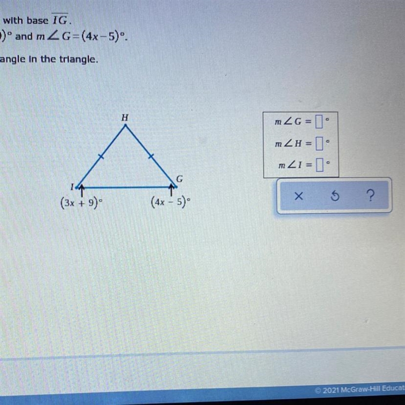 Find the degree of each angle of the triangle-example-1