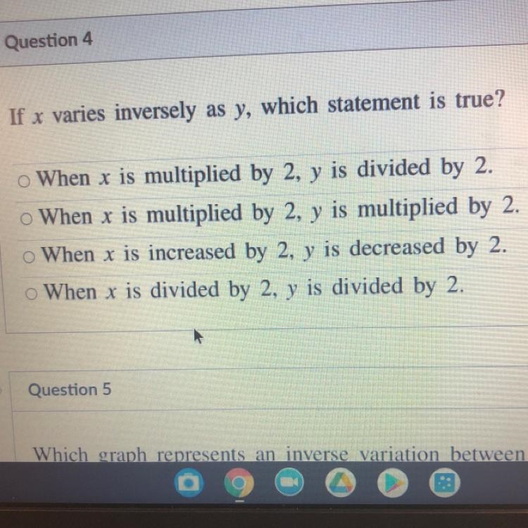 If x varies inversely as y, which statement is true?-example-1