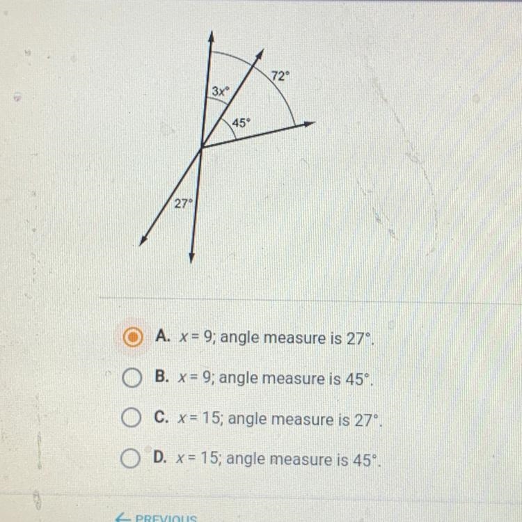 Please help asap I’m so confused Find the value of x and the measure of the angle-example-1