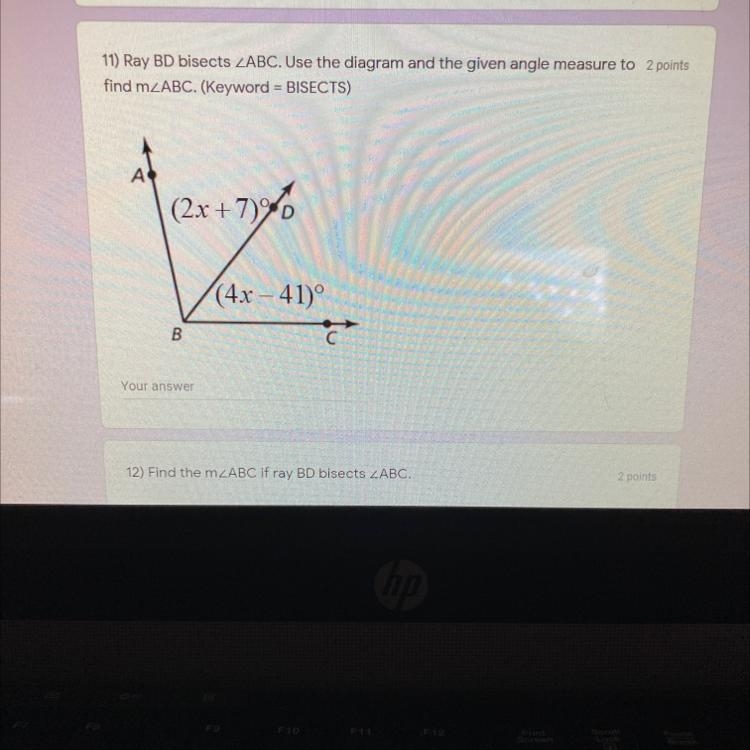 Ray BD bisects 2ABC. Use the diagram and the given angle measure to find m2ABC. (Keyword-example-1