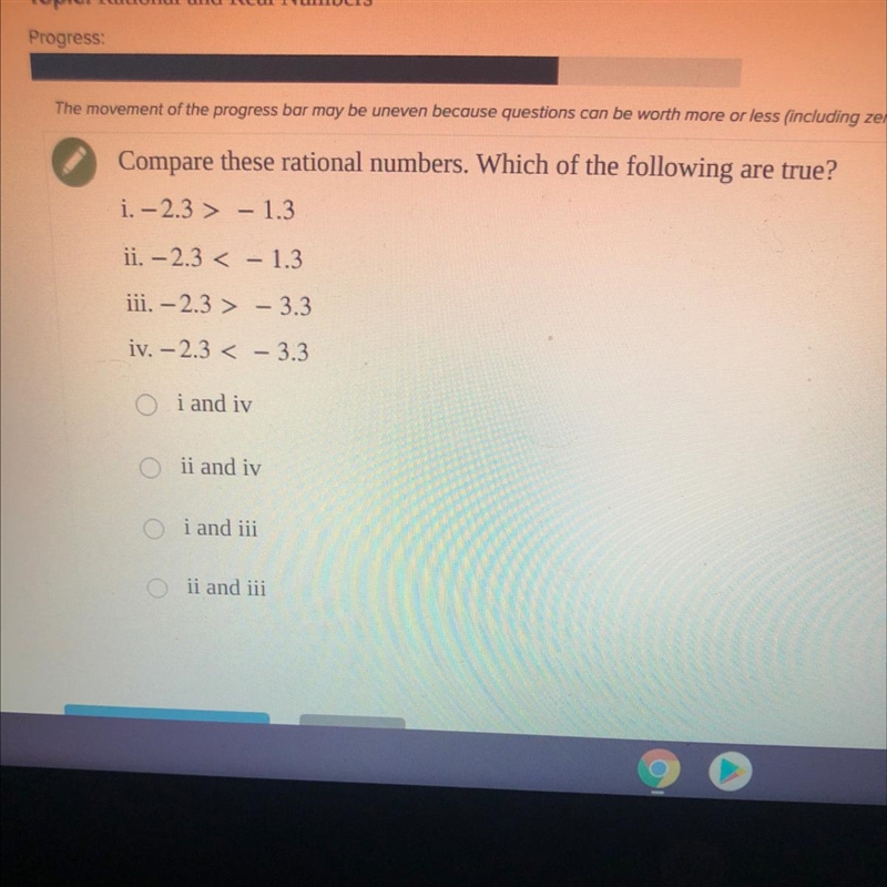 Compare these rational numbers. Which of the following are true?-example-1