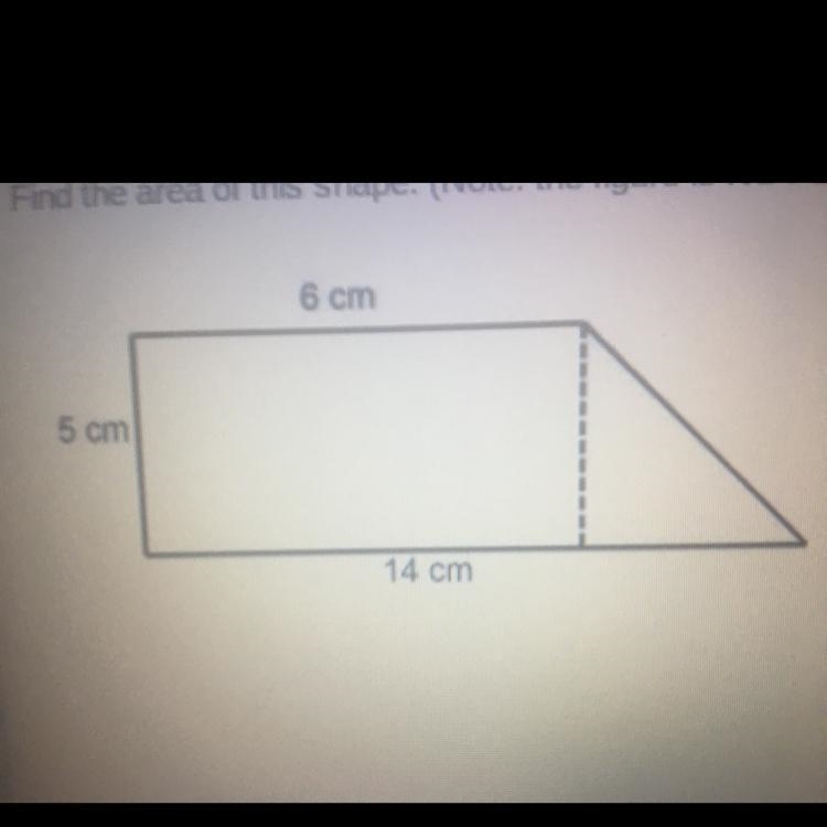 Find the area of this shape. (Note: the figure is NOT drawn to scale)-example-1