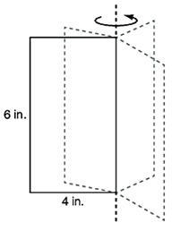 The given figure shows a rectangle being rotated about its length to obtain a three-example-1