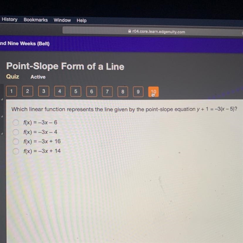 Which linear function represents the line given by the point-slope equation y + 1 =-3(x-example-1