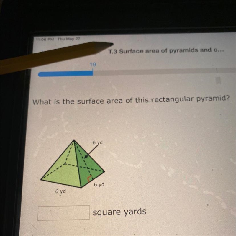 Could someone please help me with the surface area of this rectangle pyramid-example-1