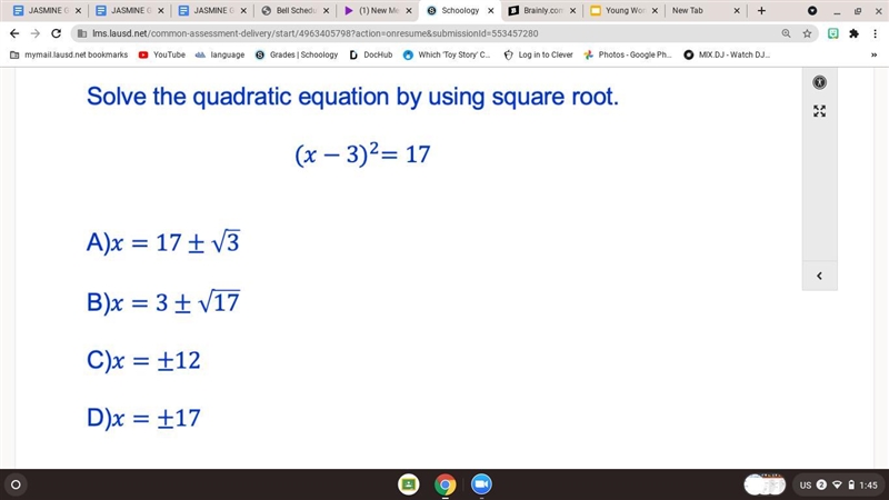 Help what is the quadratic equation because I think I did it wrong-example-1