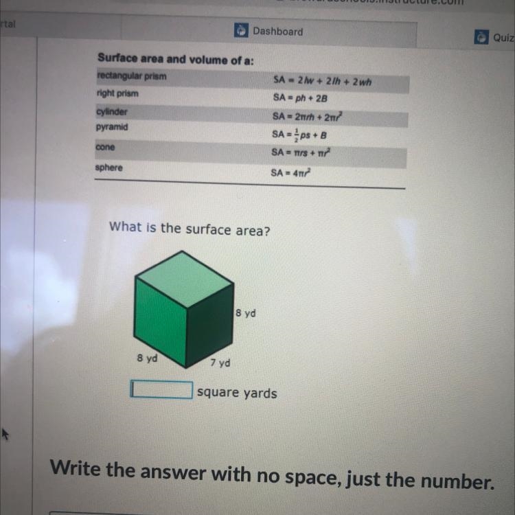 What is the surface area? 8 yd 8 yd 7 yd square yards-example-1