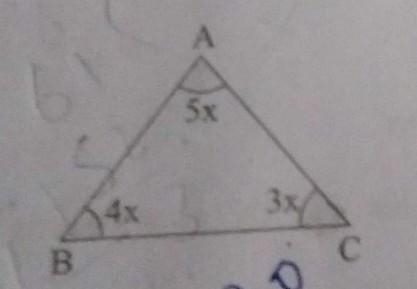 Find the value of x in each of the given triangles.​-example-1