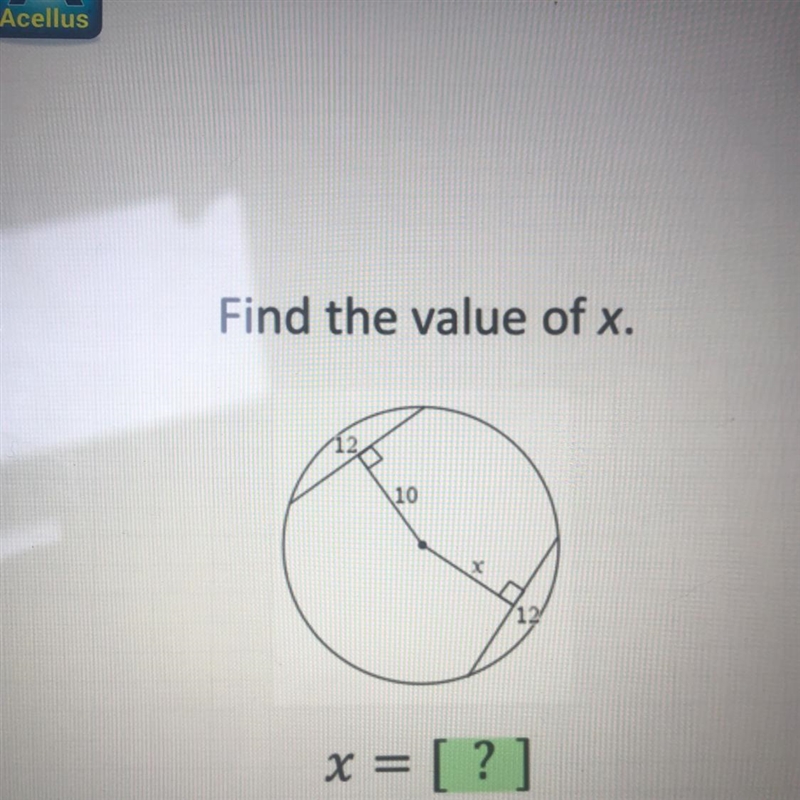 Find the value of x. 110 12 x = [?]-example-1