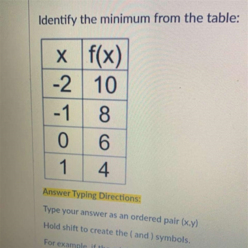 How do i identify the minimum-example-1