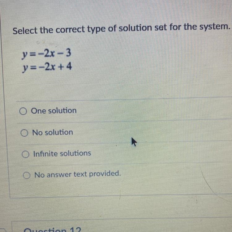 Select the correct type of solution set for the system-example-1