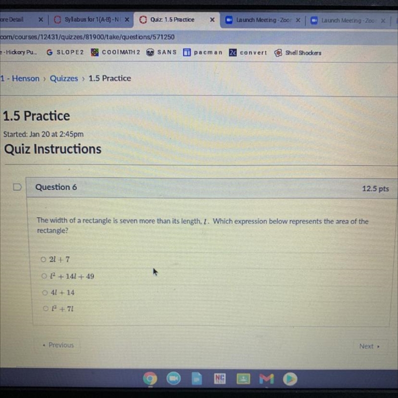 What answer is 7 more than the length?-example-1