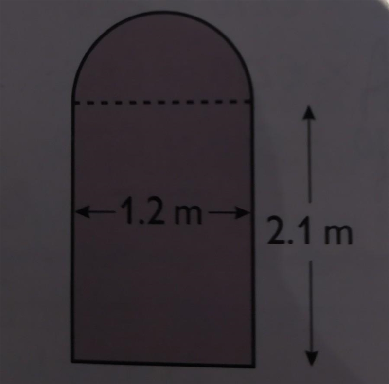 5) Here is a church door. The arch at the top is a semicircle. Calculate the area-example-1