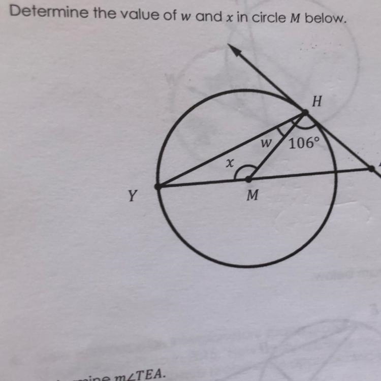 PLEASE HELP Determine W and X in Circle M-example-1