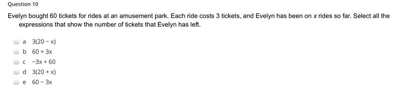 Evelyn bought 60 tickets for rides at an amusement park. Each ride costs 3 tickets-example-1