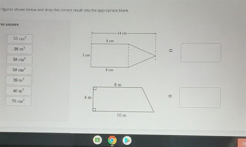 I'LL GIVE YOU 5 STARES HELP. Find the area of the figures shown below and drop the-example-1