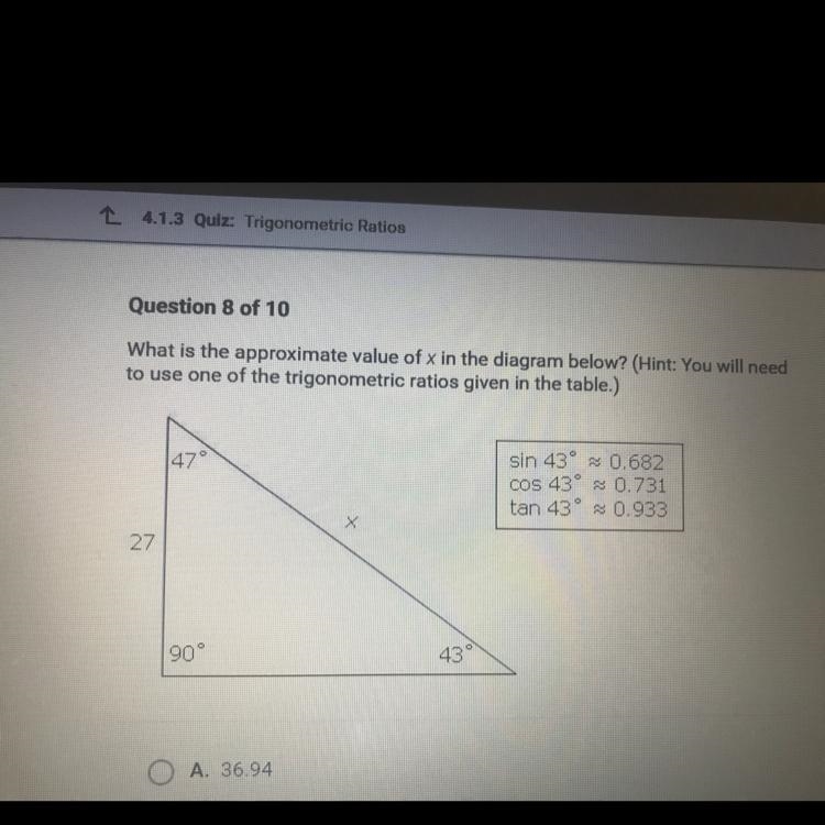 Answer choices a.)36.94 b.)39.59 c.)18.41 d.)25.19 e.)19.74 f.)28.94-example-1