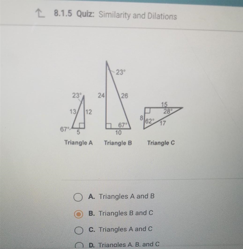 Help it says which triangles are similar ​-example-1