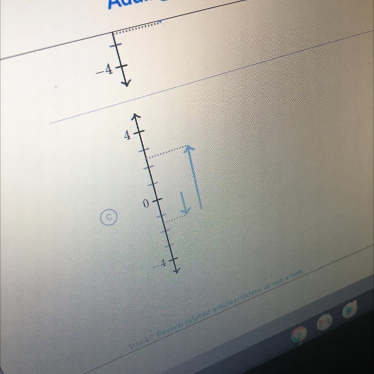 Which number line model represents the expression 1.5+ (-4)?-example-1