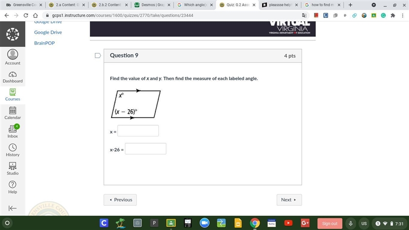 Pleassse help!!! find the value of x and y-example-1