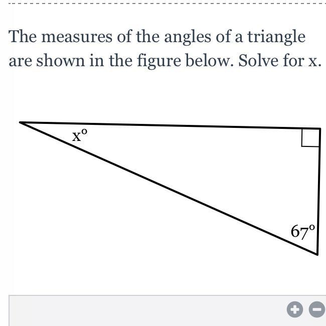 The measures of the angle of a triangle are shown in the figure below. Solve for X-example-1