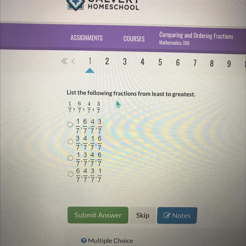 List the following fractions from least to greatest-example-1