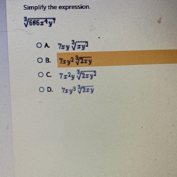 Select the correct answer. Simplify the expression.-example-1