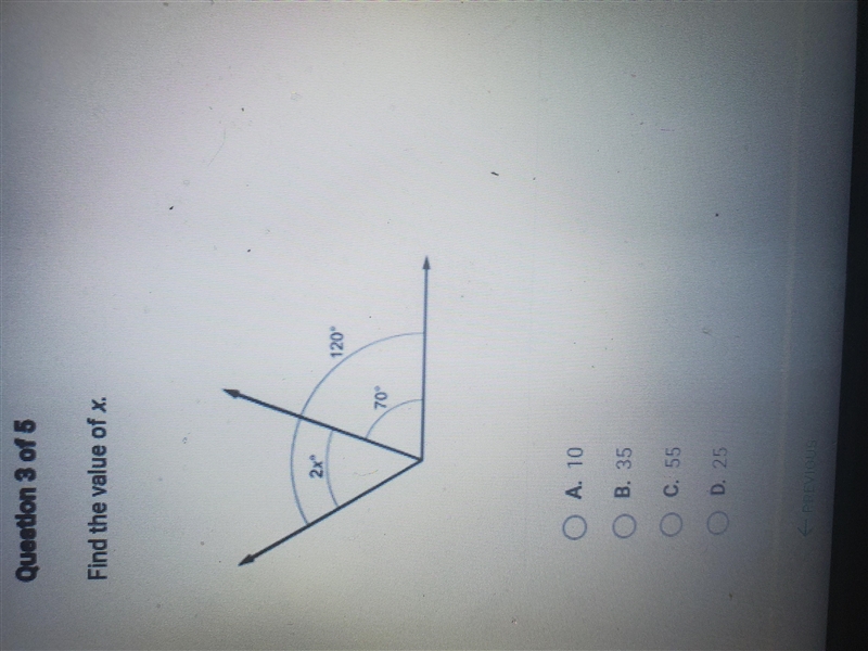 Find the value of X angle with 2x 120 and 70 see picture.-example-1