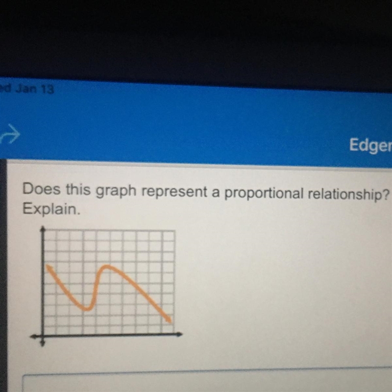 Does this graph represent a proportional relationship? Explain.-example-1