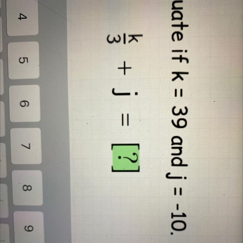 K=39 and j=10 what's k/3 + j-example-1