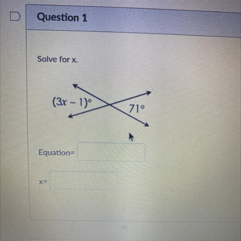 Solve for x. (3x - 1) 71 Equation= x=-example-1