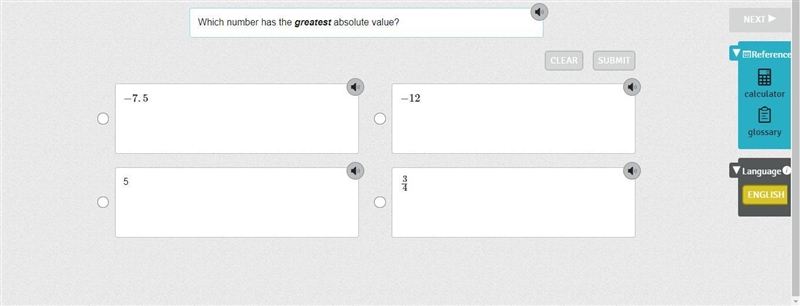 HELP ME, Which number has the greatest absolute value?-example-1