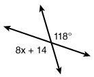 What is the measure of x in the diagram below? 1.) 14 2.) 118 3.) 13-example-1