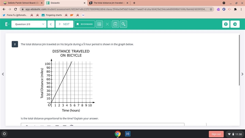 The total distance jim traveled on his bicycle during a 5 hour period is shown in-example-1