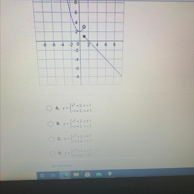 I need help it says which of the following function is graphed below-example-1