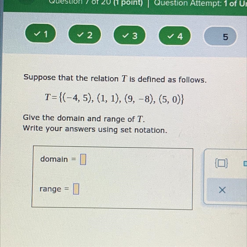 Give the domain and range of T.-example-1